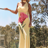 LILAH - YELLOW MESH MAXI DRESS