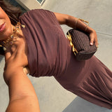 Callie - One Shoulder Mesh Maxi Dress