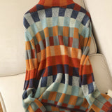 Caroline - Loose Turtleneck Plaid Knitted Jumper