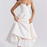 Luce - Satin Tulle Midi Dress