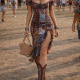 Calista - Boho-Chic Floral Ruffle Midi Dress