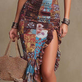 Calista - Boho-Chic Floral Ruffle Midi Dress