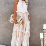 Ilona - Halterneck Dress With Ruffles and Maxi Pockets