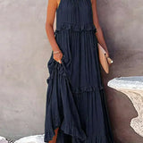 Ilona - Halterneck Dress With Ruffles and Maxi Pockets