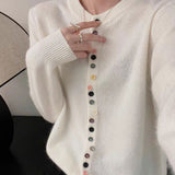Beatrice - Classic Crew Neck Buttoned Knitted Cardigan