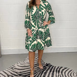 Fenella - Printed V Neck Midi Dress