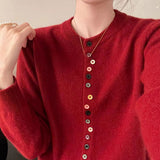 Beatrice - Classic Crew Neck Buttoned Knitted Cardigan