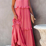 Ilona - Halterneck Dress With Ruffles and Maxi Pockets