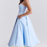 Luce - Satin Tulle Midi Dress