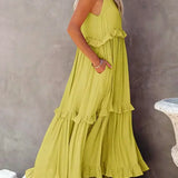 Ilona - Halterneck Dress With Ruffles and Maxi Pockets