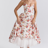 Luce - Satin Tulle Midi Dress