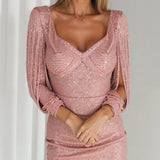 Mira - Women’s Dress with V-Neck and Long Sleeves
