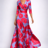 Elisa - Elegant Wrap Maxi Dress with Flowers