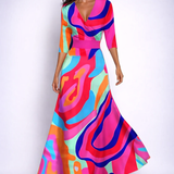 Elisa - Elegant Wrap Maxi Dress with Flowers
