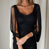 Mira - Women’s Dress with V-Neck and Long Sleeves