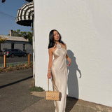 Faelith ™ | Backless satin halter neck maxi dress