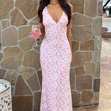 Farida - Pink Lace Maxi Dress