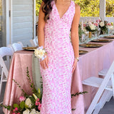 Farida - Pink Lace Maxi Dress