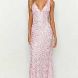 Farida - Pink Lace Maxi Dress
