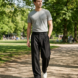 Men's Wide Leg Pleated Trousers – High Waisted Relaxed Fit Tailored Smart Casual Pants