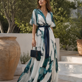 Bohemian Floral Maxi Dress – Elegant Deep V Neck for Summer Parties