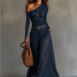 Monika – Navy Slimming Tulle Set