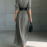 Zahara - Pleated long dress with a belt