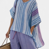 Zellora | Elegant Lavender & Sky Blue Top & Linen Pants