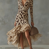 Carmen | Animal Print Dress with Ruffles
