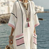 Ariella | Plus Size Striped Patchwork Maxi Dress
