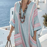 Ariella | Plus Size Striped Patchwork Maxi Dress