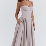 Nina - Sleeveless Corset Midi Dress