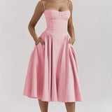 Nina - Sleeveless Corset Midi Dress