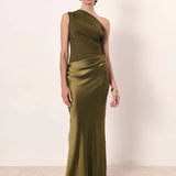 Sophia | One-Shoulder Satin Maxi Dress