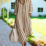 Aira | Casual Striped Loose Fit Maxi Shirt Dress