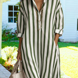 Aira | Casual Striped Loose Fit Maxi Shirt Dress