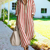 Aira | Casual Striped Loose Fit Maxi Shirt Dress