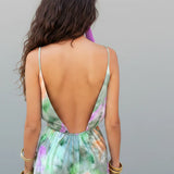 Anisten - Stylish halo dye maxi dress with a removable scarf
