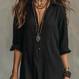 Soline | Relaxed V-Neck Button Maxi Dress