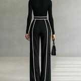 Emma - Elegant two-piece set with a high neck and wide-leg pants