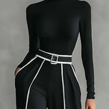 Emma - Elegant two-piece set with a high neck and wide-leg pants