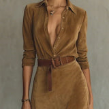 Aurelia | Belted Suede Dress
