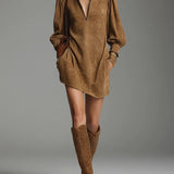 Florence | Suede Turtleneck Mini Dress