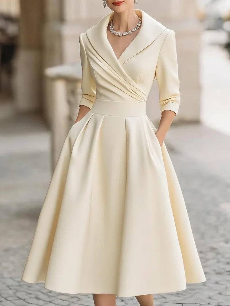 A-Line Dress – Stylish Lapel Design for Summer Outings