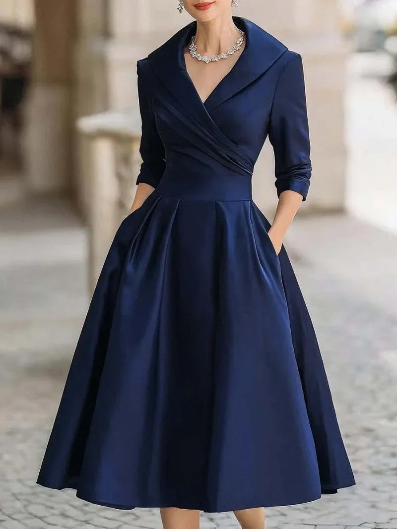 A-Line Dress – Stylish Lapel Design for Summer Outings