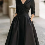 A-Line Dress – Stylish Lapel Design for Summer Outings