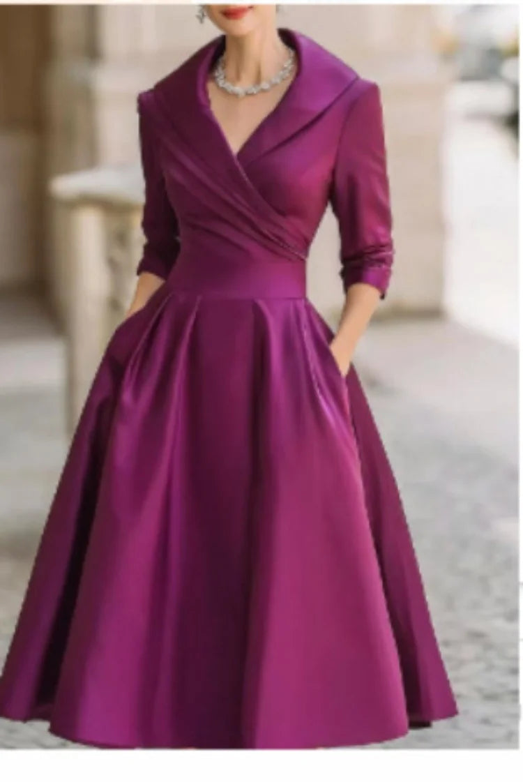 A-Line Dress – Stylish Lapel Design for Summer Outings