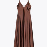 Backless Maxi Dress – Elegant Satin Evening Gown for Formal Events
