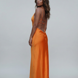 Backless Maxi Dress – Elegant Satin Evening Gown for Formal Events