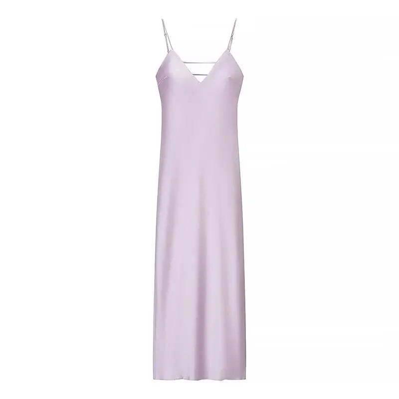 Backless Maxi Dress – Elegant Satin Evening Gown for Formal Events